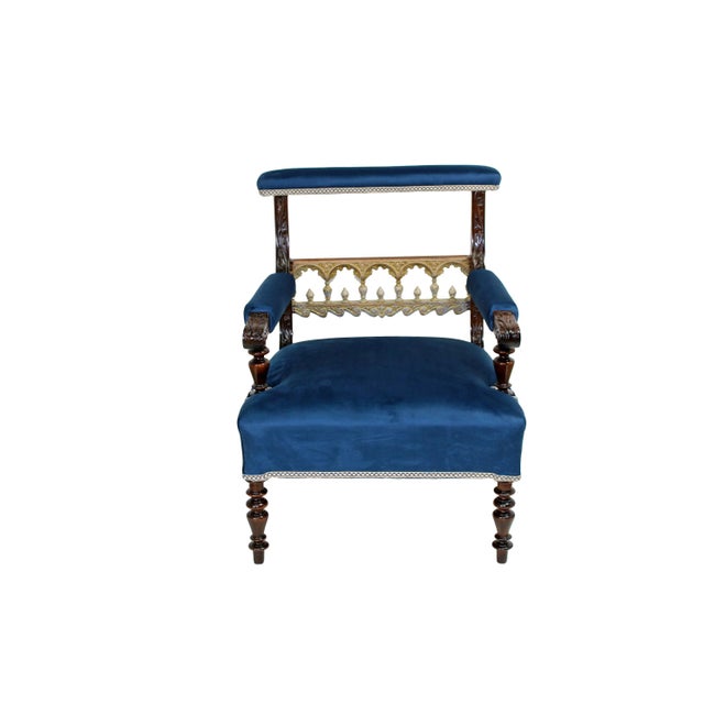 Set of Blue Armchairs, 1830s For Sale - Image 15 of 16