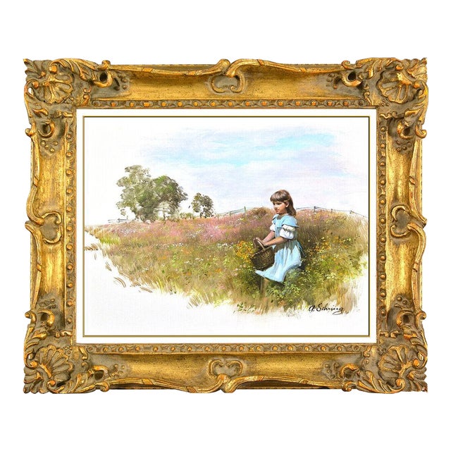 Mid 20th Century Picking Flowers, Adolf Sehring For Sale