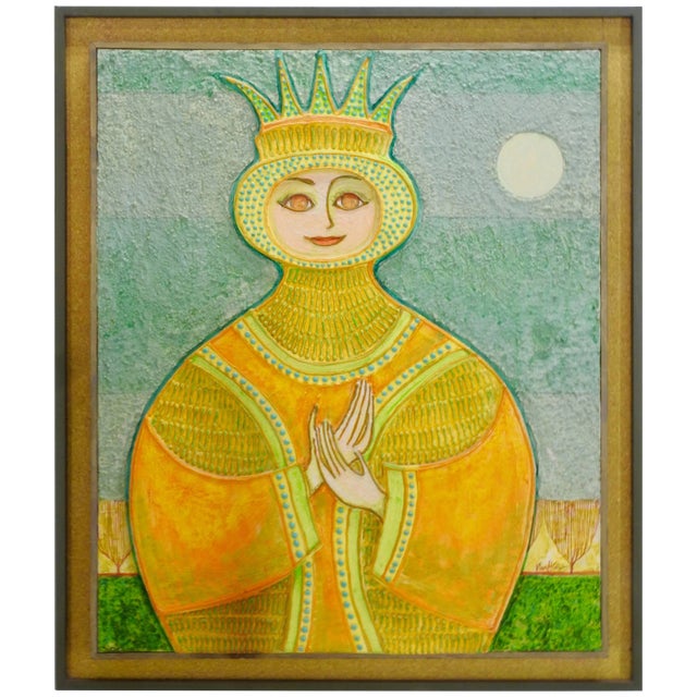 Mid-Century Signed 3d Painting of a Queen by John Nartker For Sale