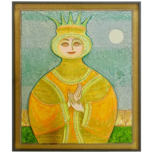 Mid-Century Signed 3d Painting of a Queen by John Nartker