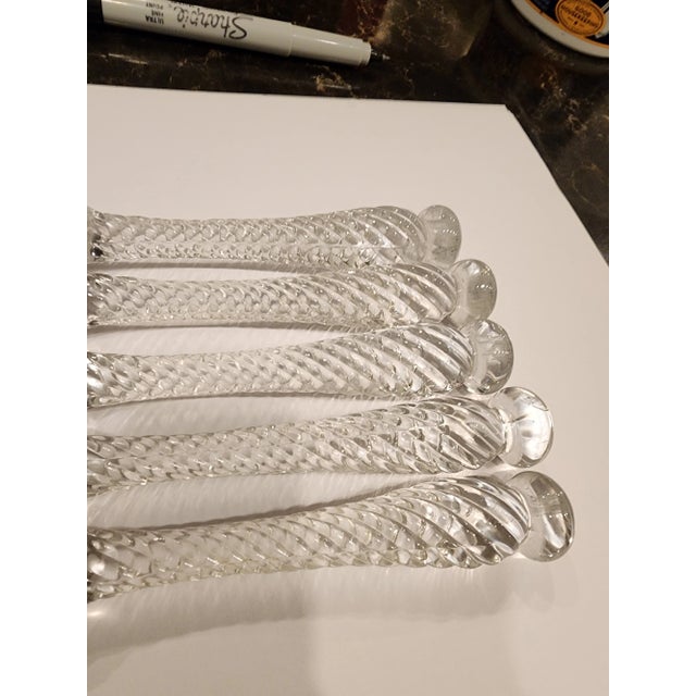 Rare set of five beautiful Duncan Miller Cambridge Glass Muddlers. These are used to mash the ingredients in a mixed drink...