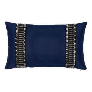 Schumacher X Johnson Hartig Punk Rock Navy Pillow For Sale