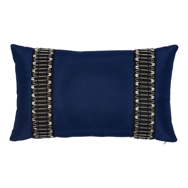 Schumacher X Johnson Hartig Punk Rock Navy Pillow For Sale