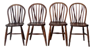 Antique Windsor Brace-Back Dining Chairs Set of 4