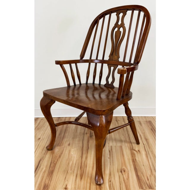 Brown Vintage English Windsor Style Dining Chairs, Set of 8 For Sale - Image 8 of 12