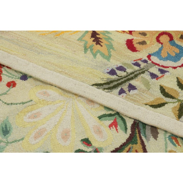 Signed Aline Leduc-Durand Aubusson Tapestry, Folk Floral Bouquet - Rug & Kilim For Sale - Image 9 of 9