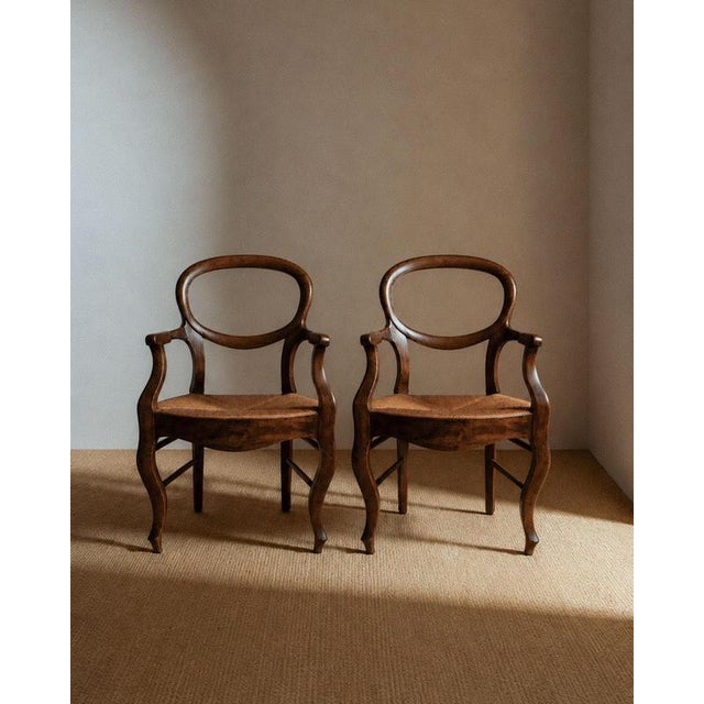 Vintage Louis Philippe Armchairs in Cherry Wood, Set of 2 For Sale - Image 15 of 15