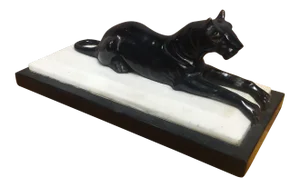 Bronze Black Panther on Marble Base