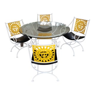Author Umannoff Cast Iron Patio Set in the Sun Pattern - 5 Pieces For Sale