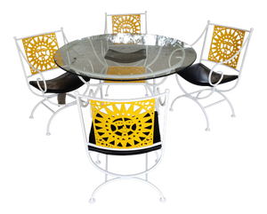 Author Umannoff Cast Iron Patio Set in the Sun Pattern - 5 Pieces