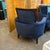 Mid Century Modern Plush Navy Cushion and Wood Arm Chair For Sale In Miami - Image 6 of 10