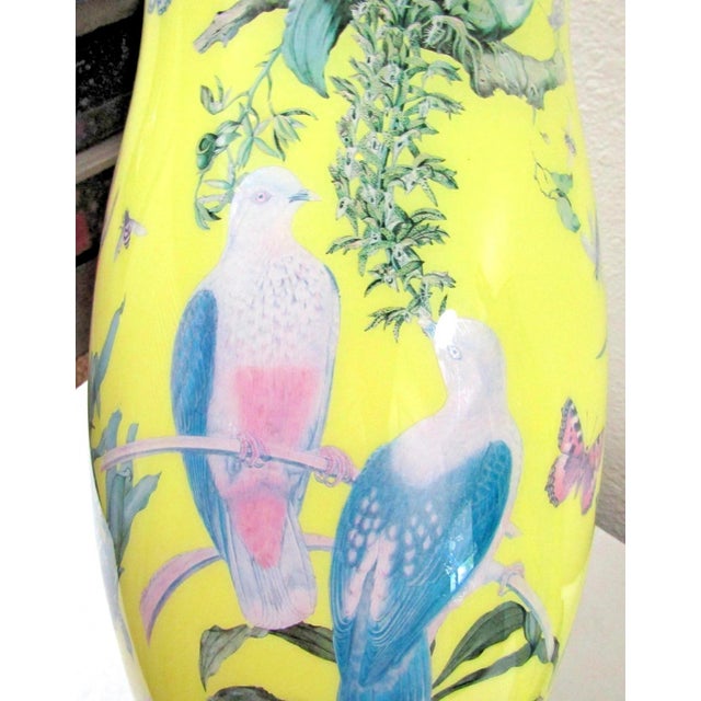 Wood 1970s Pair of English Mid-Century Palm Beach Reverse Decoupage Botanical Table Lamps For Sale - Image 7 of 12
