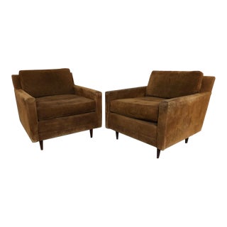 Harvey Probber Style Directional Chair Suede - a Pair For Sale