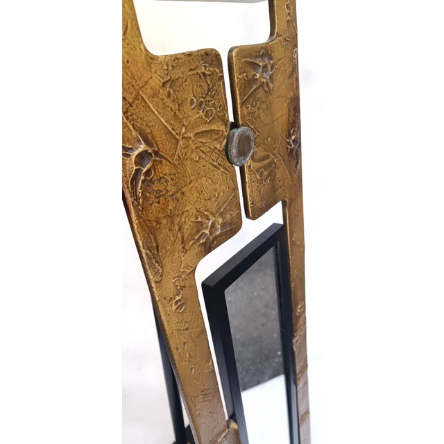Bronze Mirror with Self-Supporting Structure, 1970s For Sale - Image 6 of 17