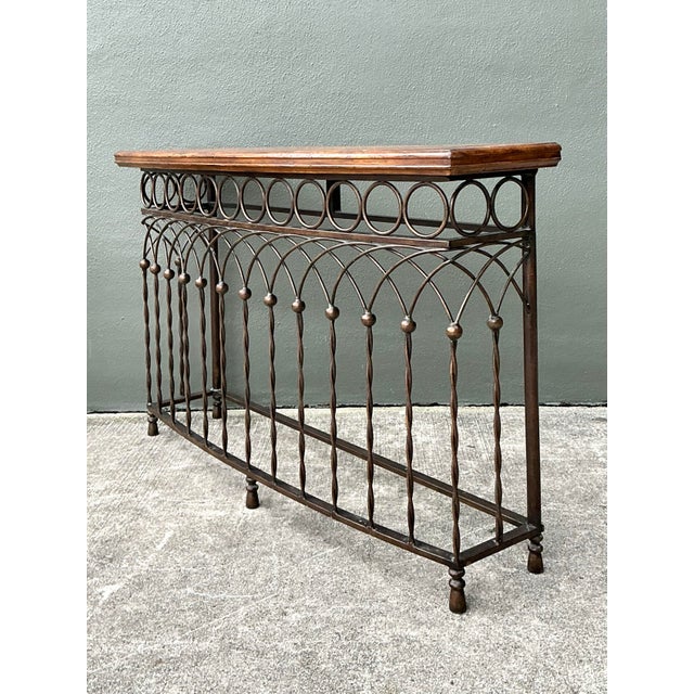 Brown Vintage Twisted Wrought Iron Console Table For Sale - Image 8 of 12