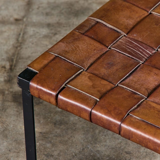 Small Woven Leather Bench by Swift and Monell For Sale - Image 17 of 18