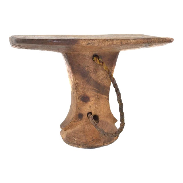 Early 20th Century Turkana Wood Headrest with Strap Kenya For Sale