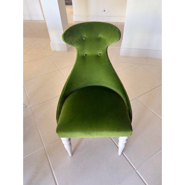 Large Black Lucite Modern Dining Table With Green Velvet Chairs Seats 12 For Sale - Image 11 of 12