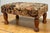 Brown Antique Floral Upholstered Footstool W/ Turned Wood Legs For Sale - Image 8 of 11