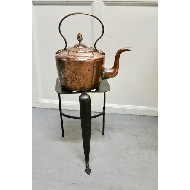 Early 19th Century Copper Kettle and Iron Trivet, 1800s, Set of 2 For Sale - Image 3 of 10
