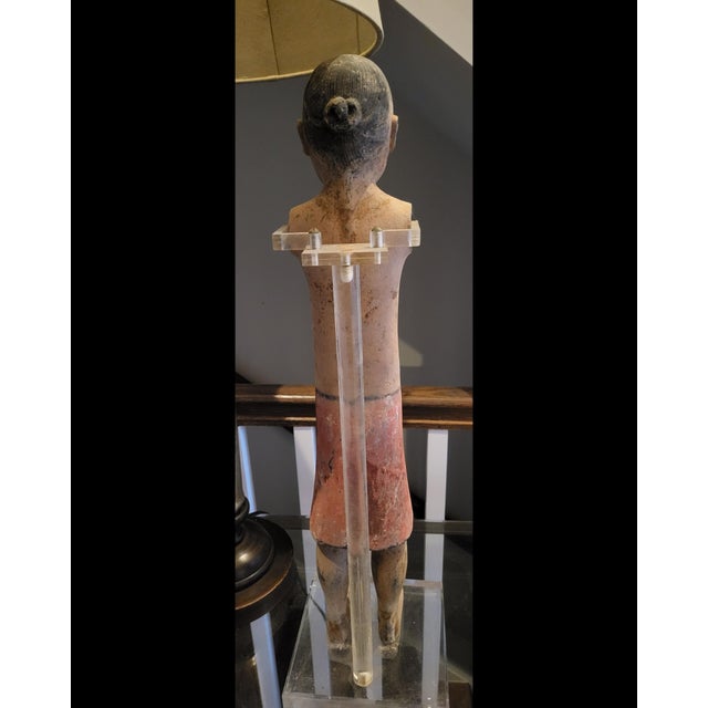 Paint Rare Han Dynasty Style Terracotta Male Figure - Naked & Painted - 23" Height For Sale - Image 7 of 7