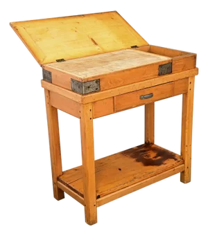 French 19th Century Butcher Block Table With Lid