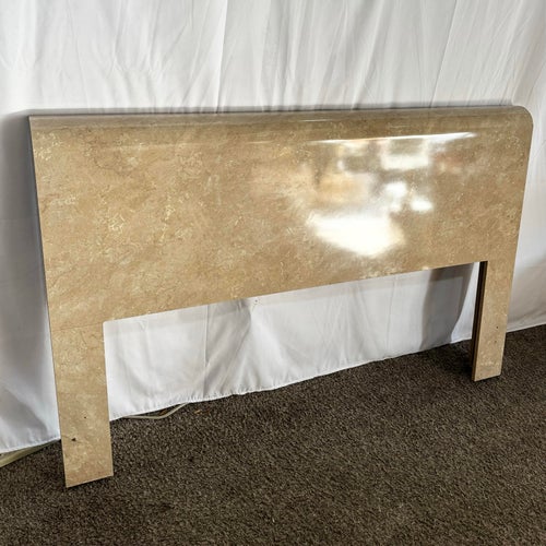 Postmodern Faux Tan/Beige Marble Laminate Waterfall Queen Headboard Headboards