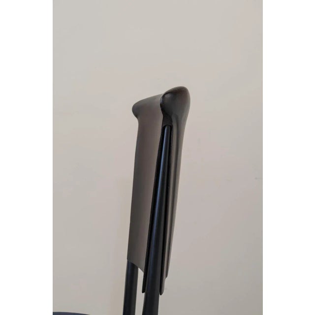 Black Italian Chairs in Blue Leather, 1960s, Set of 4 For Sale - Image 8 of 10
