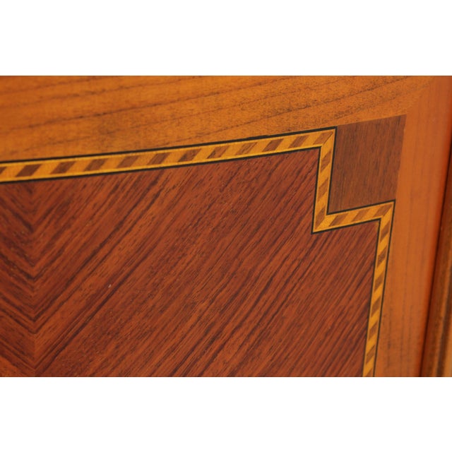 Decorative Crafts Walnut Inlaid Demi Lune Commode Cabinet For Sale - Image 12 of 18