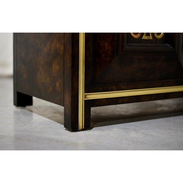 1970s Vintage Mastercraft William Doezema Burled Amboyna Wood and Brass Credenza For Sale - Image 9 of 11