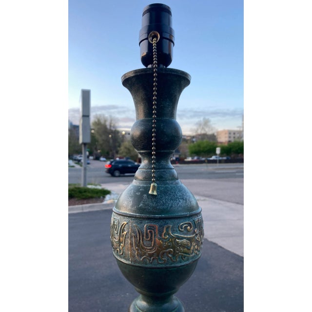 Japanese Floor Lamp in Verdigris Bronze For Sale In Denver - Image 6 of 13