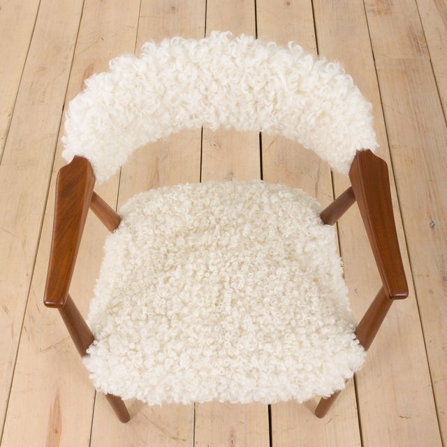 1960s Farstrup Teak Chair in Natural Sheepskin Upholstery by Th. Herlev for Farstrup Møbler, 1960s For Sale - Image 5 of 14
