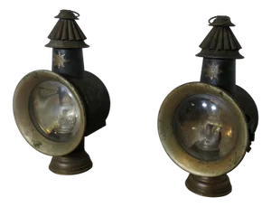 French Brass and Iron Carriage Table Lamps from Daris, 1890s, Set of 2