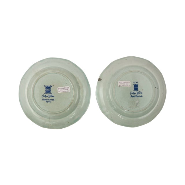 Early 20th Century Pair Antique Adams England Calyx Ware Hand Painted Floral Saucers / Dishes For Sale - Image 5 of 9
