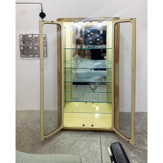 Vintage Laquered Faux Goatskin and Glass Vitrine Cabinets, Pair For Sale - Image 10 of 10