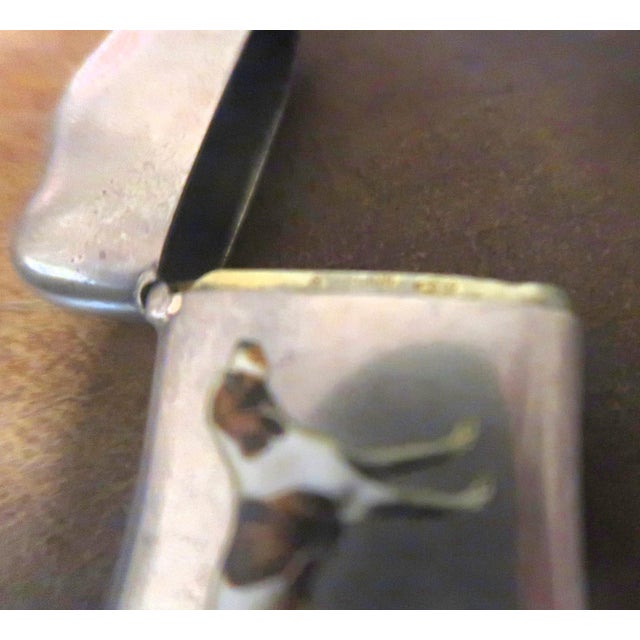 1900 - 1909 Antique Sterling and Enamel Match Safe (Vesta) With Hunting Dog, C. 1900 For Sale - Image 5 of 11