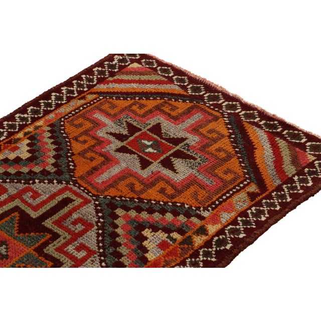 Rug & Kilim 1950s Vintage Tribal Runner in Red, Orange Geometric Patterns For Sale - Image 4 of 7