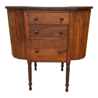Antique Mahogany Bow-Front Sideboard Server With Drawers & Curved Storage For Sale