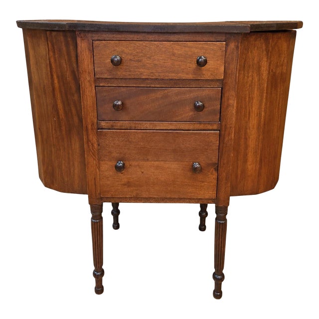 Antique Mahogany Bow-Front Sideboard Server With Drawers & Curved Storage For Sale