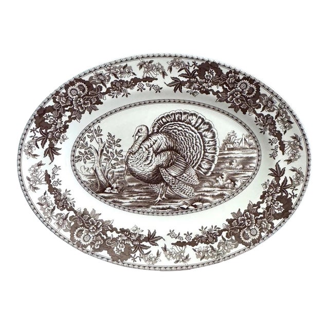 Vintage Spode Fall Celebration Turkey Oval Platter For Sale