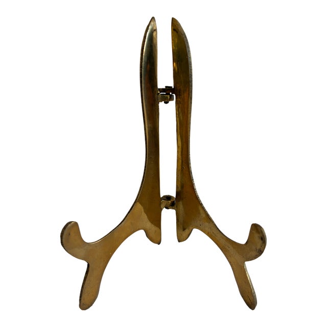 Vintage Brass Folding Display Easel – Adjustable 5” Stand For Sale