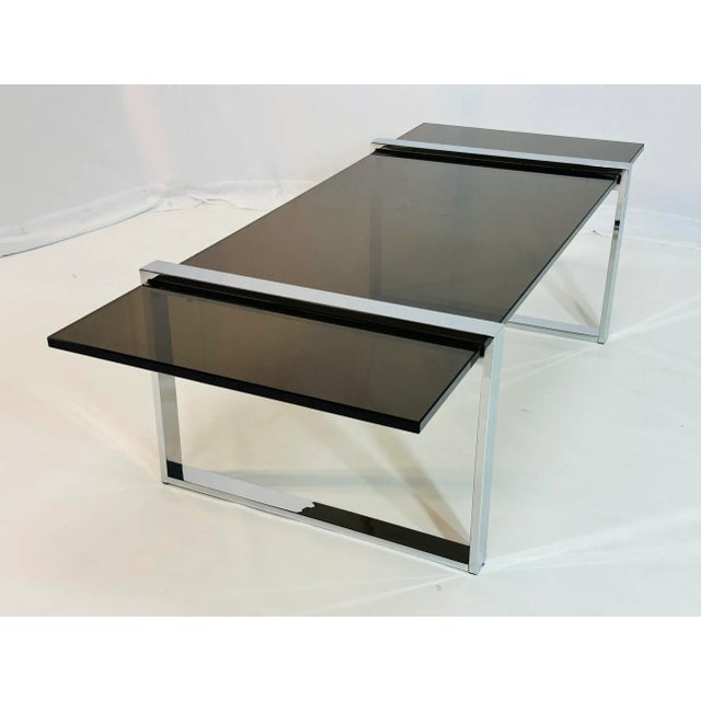 1960s Chrome & Smoked Glass "Box" Coffee Table by Charles Hollis Jones For Sale In Los Angeles - Image 6 of 12