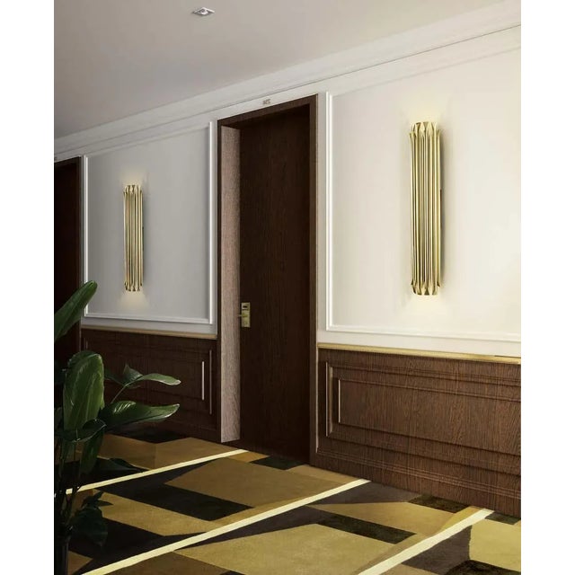 Metal Large Wall Light In Brass With Brushed Nickel Finish For Sale - Image 7 of 8