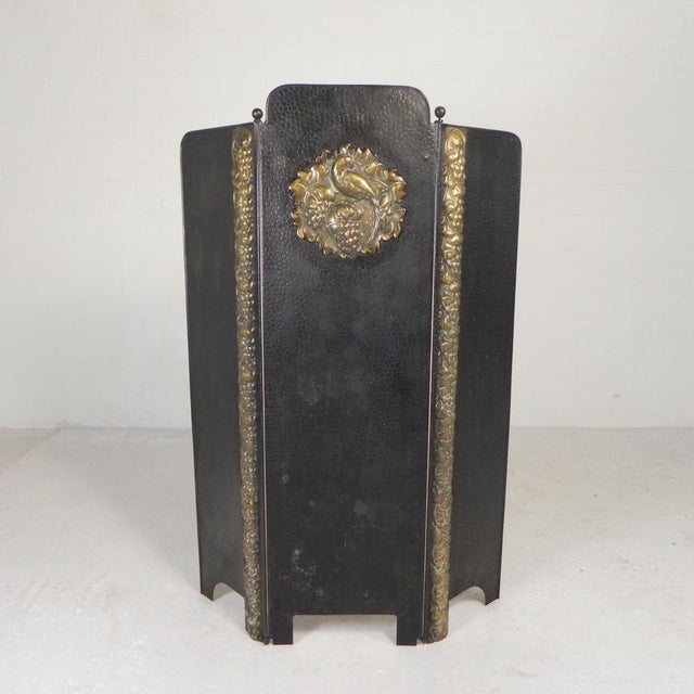 Very beautifully detailed room divider with brass ornaments in characteristic Art Deco style. The screen consists of 3...
