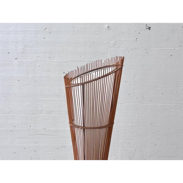 French Floor Lamp in Light-Stained Rattan and Bamboo, 1960s For Sale - Image 9 of 16