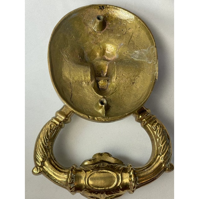 Metal 1970s Solid Brass Lion Head Door Pull For Sale - Image 7 of 8