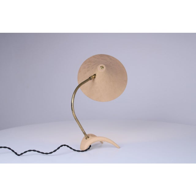 Beige Brass and Beige Crowfoot Table Lamp attributed to Cosack Leuchten, 1950s For Sale - Image 8 of 18