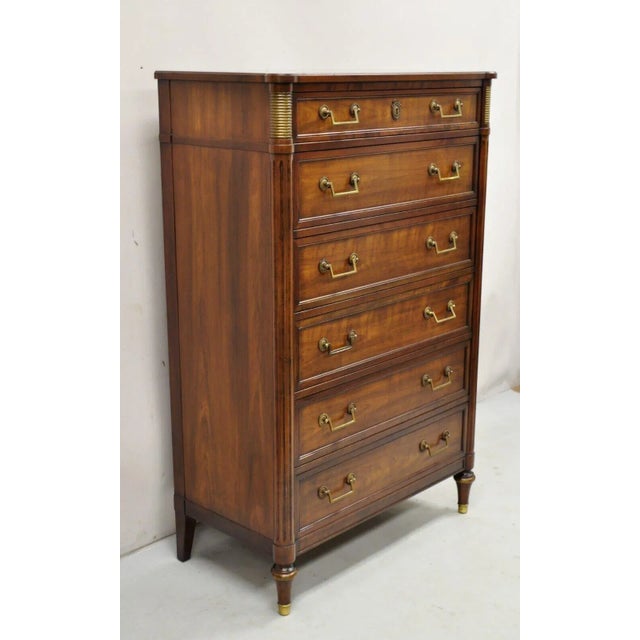 Mid 20th Century Kindel Milano Louis XVI Style 6 Drawer Highboy Cherry