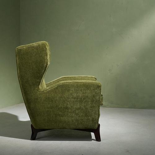 1950s Italian Lounge Chair in Forest Green Dedar Upholstery, Italy For Sale - Image 5 of 11