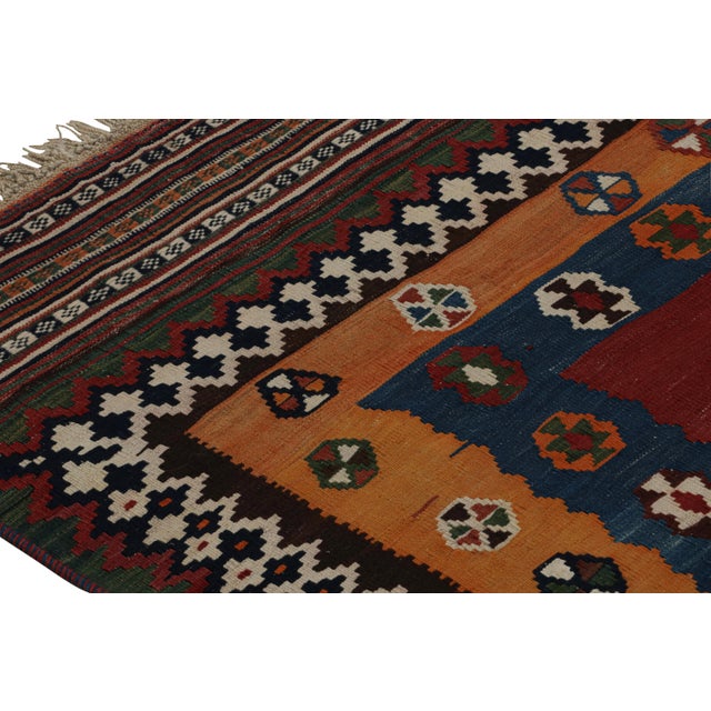 1950s 1950s Vintage Afghani Tribal Kilim Rug With Geometric Patterns For Sale - Image 5 of 7